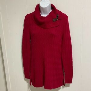 charter club women red knit sweater size M cotton blend turtleneck